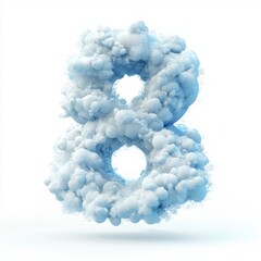 Naklejka premium Number 8 built from fluffy clouds with a soft dreamy effect, isolated on white
