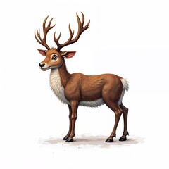 Obraz premium Cartoon deer wearing elegant black shoes standing on white background