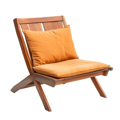 Wooden Lounge Chair with Orange Cushions, Modern Design, Comfortable Seat
