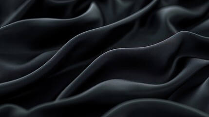 Obraz premium Black silk fabric creating deep, mysterious waves with soft highlights and elegant curves, perfect for a dramatic background.