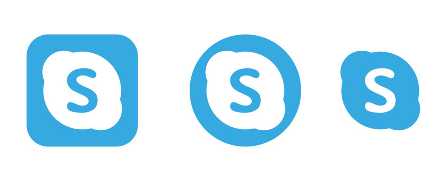 skype logo icon vector set. skype button, skype icon.