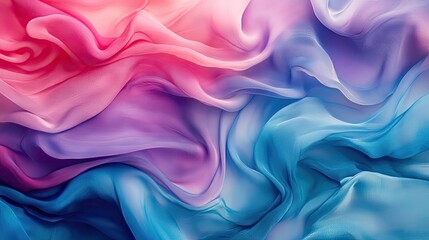Fototapeta premium Elegant silk fabric waves in soft pastel colors, flowing smoothly with gentle light reflections, creating a luxurious abstract background.
