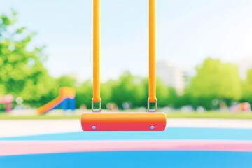 Bright swings in a sunny park inviting joyful play among the green trees during a perfect afternoon