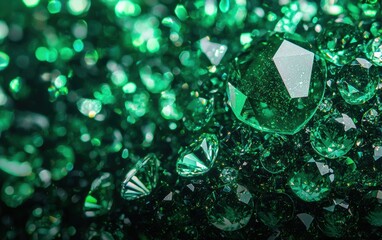 Vivid emerald green gemstone sparkle background mockup Saint Patricks Day