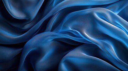 Obraz premium Rich sapphire blue fabric waves with smooth movement, deep shadows, and radiant highlights.