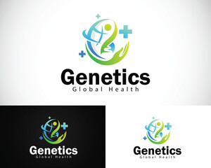 genetics logo creative global health care design concept people