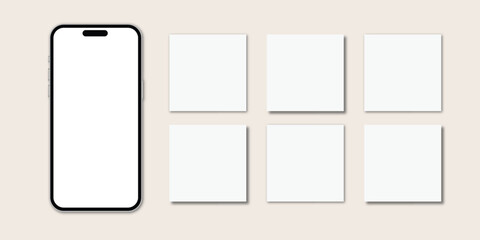 Instagram post mockup social media template white background design with phone banner or poster vector file mock, up, mobile, phone, iphone, image, presentation, advertising, branding, promotion, temp