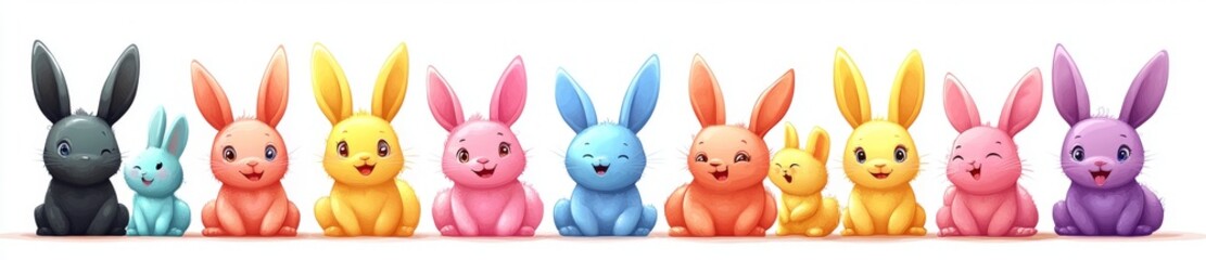 Fototapeta premium Easter banner featuring an Easter bunny family as a design element