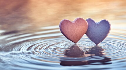 Fototapeta premium Soft pastel-colored heart waves rippling gently over a smooth, dreamy background.