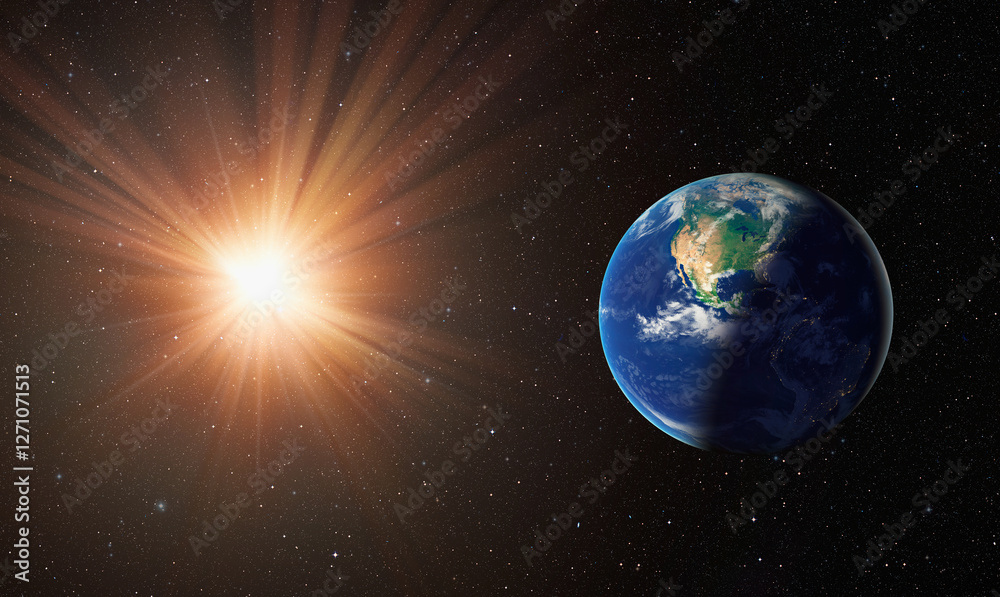 Poster planet earth with a spectacular sunset 