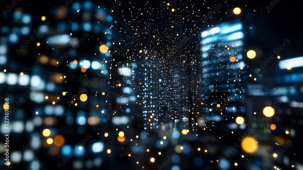 Aufkleber stunning view of a cityscape with bokeh lights and a dreamy night atmosphere : generative ai