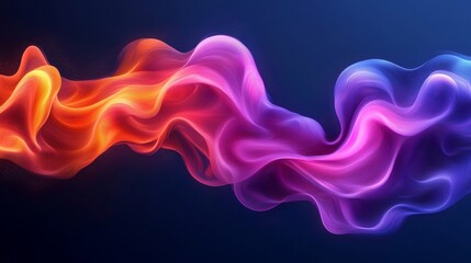 Obraz premium A vibrant abstract digital composition with flowing hues and dynamic shapes, highlighting shades of blue, orange, and purple, generating a sense of movement and energy