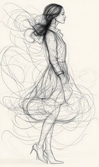 Fototapeta premium Graceful Woman in High Heels with Flowing Lines