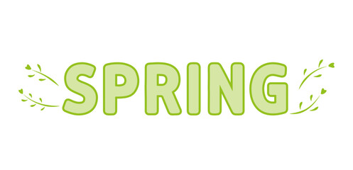 Green letters of the word, Spring. Lettering or text for design.