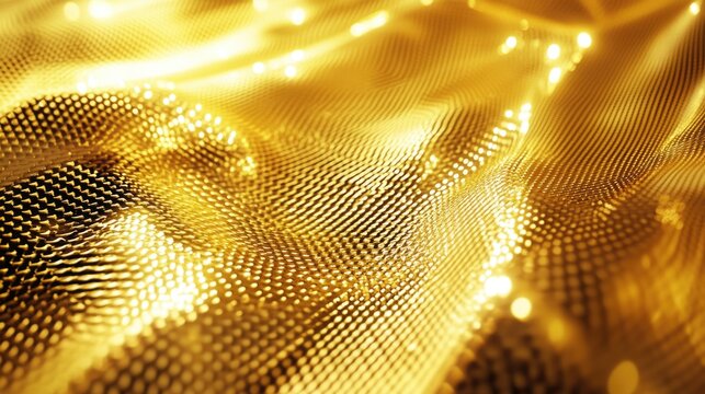 Fototapeta A closeup of a luxurious golden texture, possibly a wallpaper or a surface with an embossed pattern.