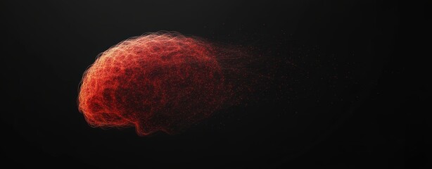 An intricate illustration of the human brain, featuring a glowing red section to represent trauma or neurological malfunction, including the spinal cord