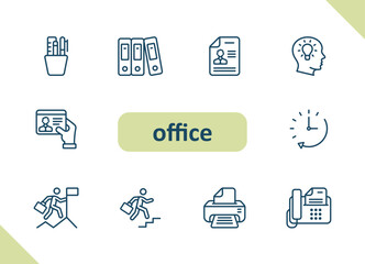 Office icons. Career, job, workplace vector icon set