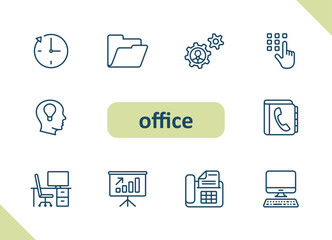 Office icons. Career, workplace, job vector icon set