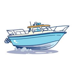 Naklejka premium Motorboat sailing on water with white background