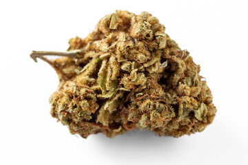 Dried cannabis on white background