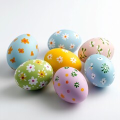 easter eggs painted in bright colors with floral patterns.