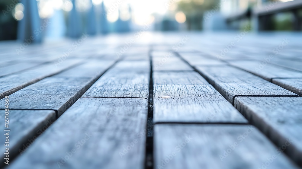 Poster closeup perspective of weathered wooden planks creating a rustic outdoor floor : generative ai