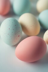 A pile of colorful Easter eggs on a counter, showcasing their vibrant and festive designs.