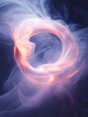 Obraz premium Smoky illusion of a letter in the center, glowing in red amidst a cloud of smoke. Abstract and artistic.