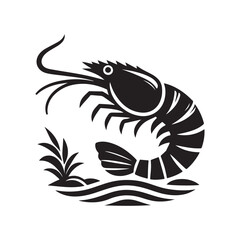 black and white fish vector illustration of an  shrimp fish