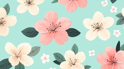 Background pattern cute flower concept. Pastel Floral Pattern with Playful Cartoon Flowers in Soft Colors for Delightful Aesthetic Designs