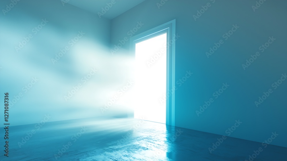 Aufkleber bright light streaming through an open door creating a dreamlike and tranquil ambiance in a room : g