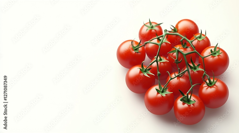 Poster A beautiful cluster of cherry tomatoes displayed on a clean surface highlighting their freshness and color : Generative AI