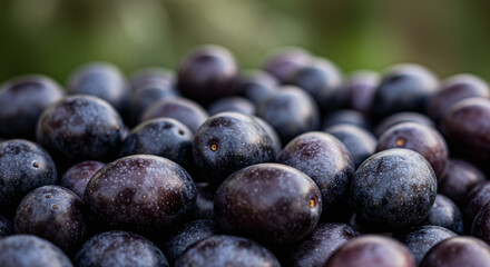 Close-Up of Fresh Organic Olives. Mediterranean Vegan Food with Copy Space