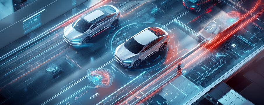 Futuristic transportation hub showcases advanced vehicle technology and smart mobility solutions - Powered by Adobe