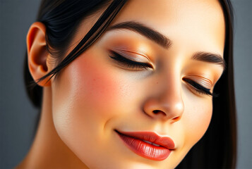 Closeup Beautiful woman's face 