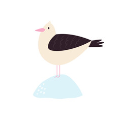 Vector illustration of a funny seagull standing on a stone.