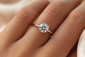 Sparkle: Admire a Diamond Ring's Dazzling Brilliance on a Hand, Showcasing its Elegant Design and Craftsmanship.