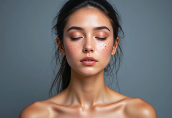 Closeup Beautiful woman's face 