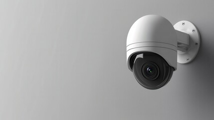 Modern Security Camera Mounted on Gray Wall for Surveillance Use