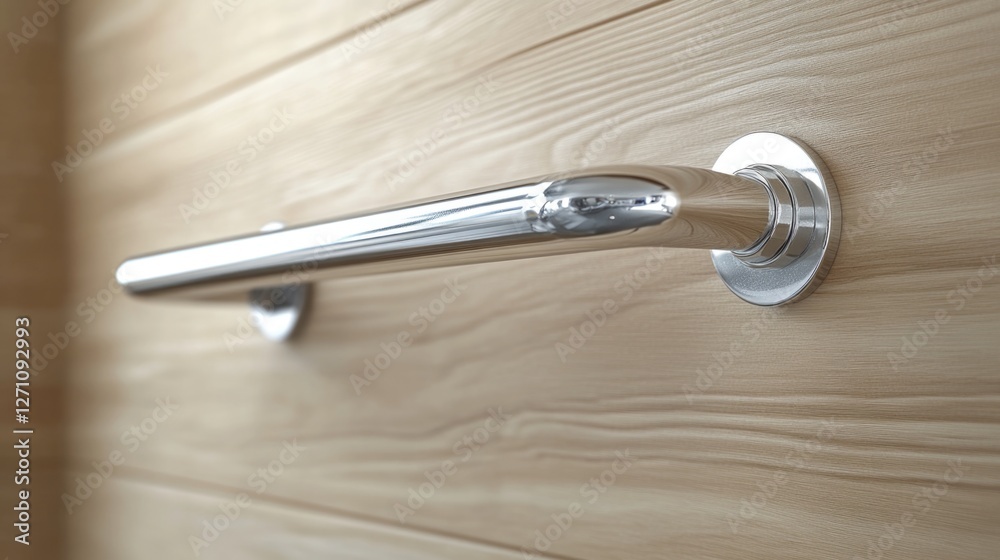 Poster close-up shot of a wooden door handle with intricate details
