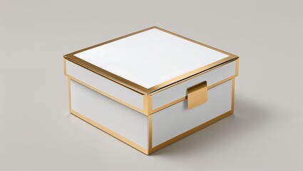 Elegant White Gift Box with Golden Accents: A Luxurious Packaging Design