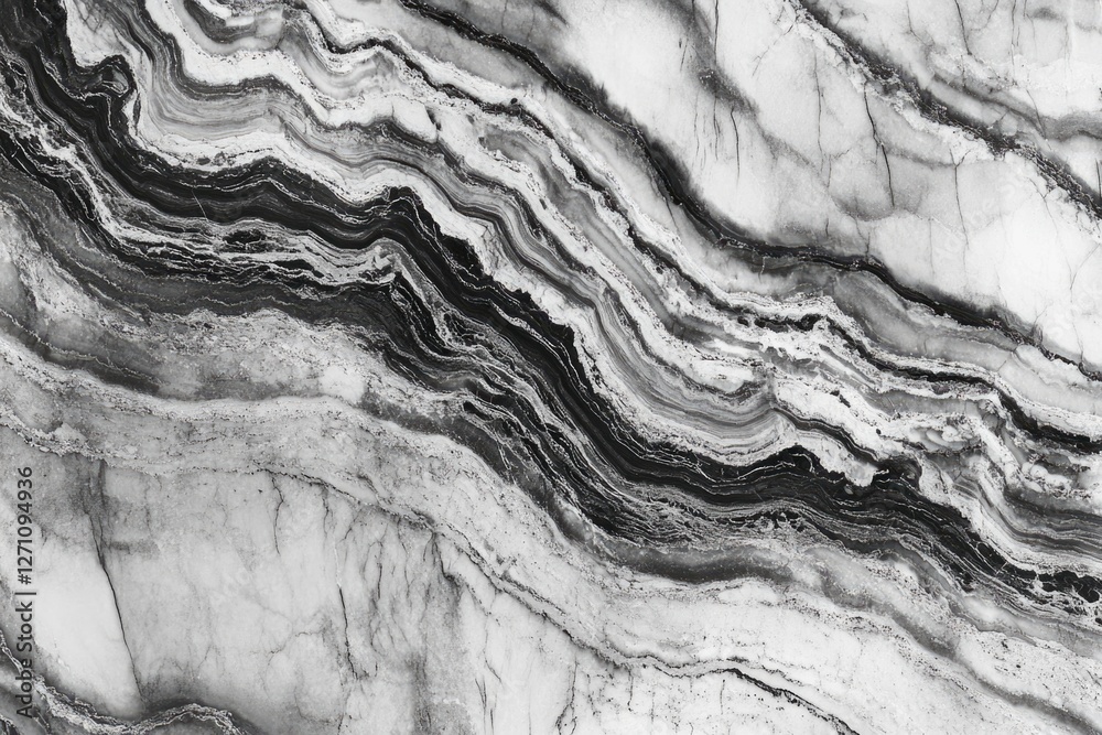 Poster a close-up shot of a black and white marble slab with a rough texture