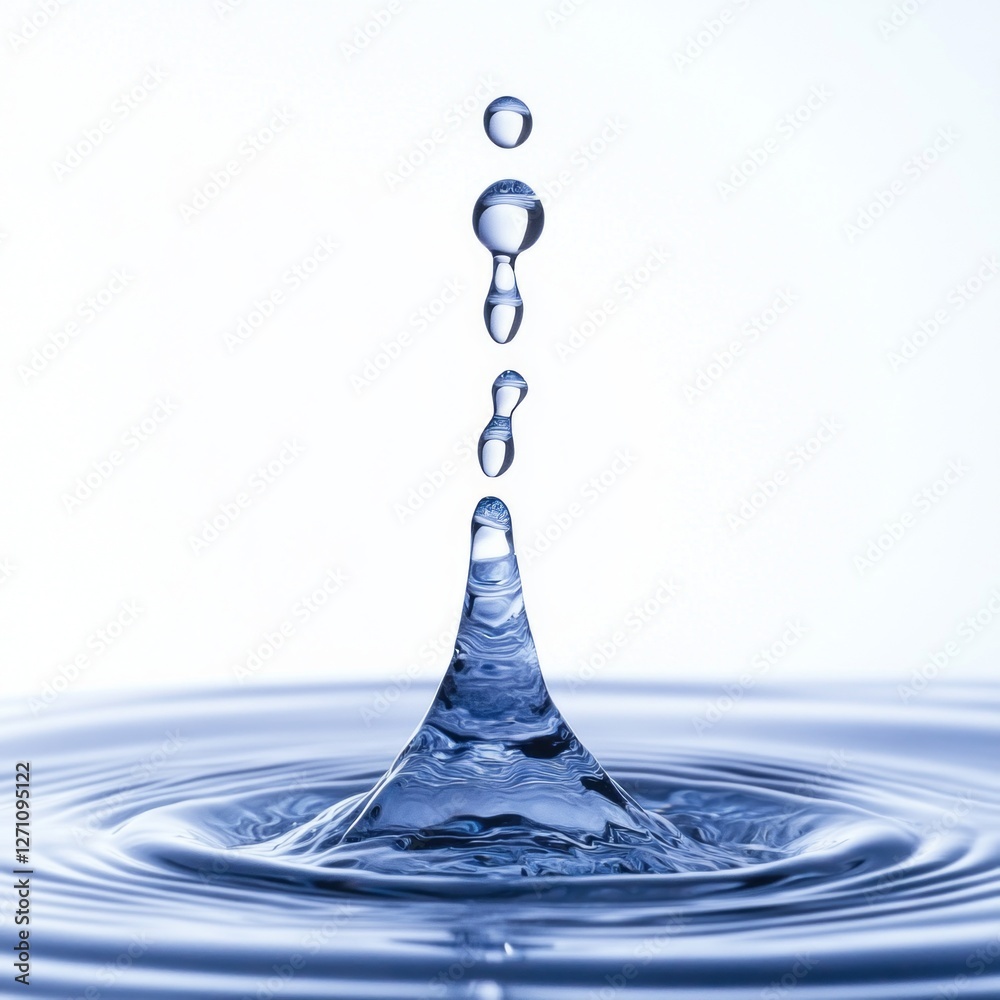 Poster a solitary water drop gracefully descends, creating a mesmerizing splash that forms unique ripples a