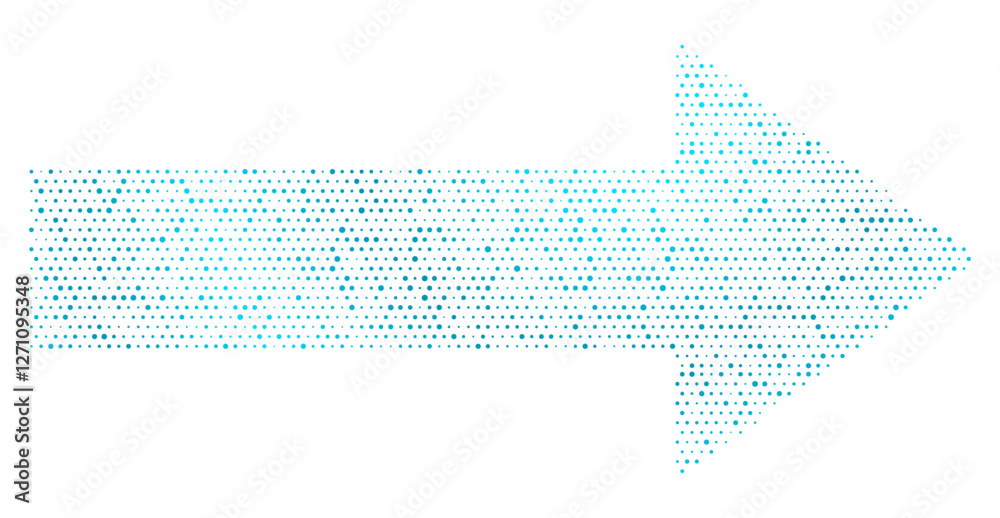 Wall mural Abstract blue dotted arrow geometric tech background. Vector concept halftone design