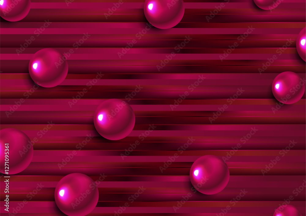 Aufkleber vibrant purple stripes and glossy spheres abstract geometric tech background. concept modern vector 