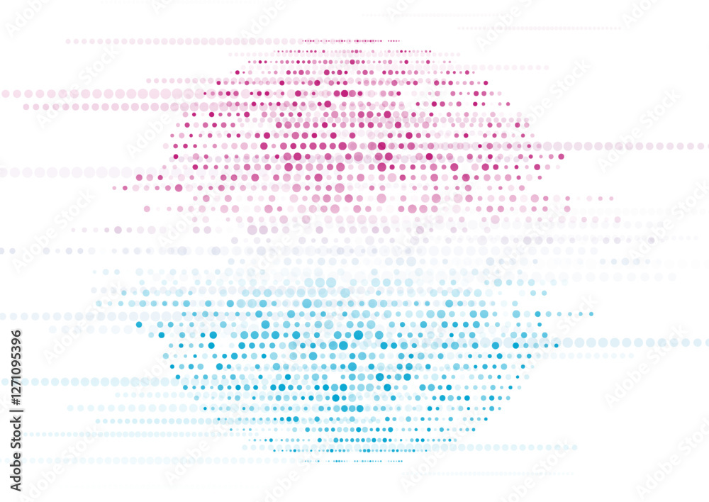 Aufkleber blue purple halftone dotted circle with glitch effect abstract minimal background. geometric futuris