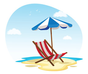 Beach chair and umbrella stock illustration