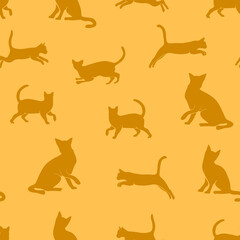 cat pattern background. cat silhouette pattern background. Seamless pattern with silhouettes of cats.