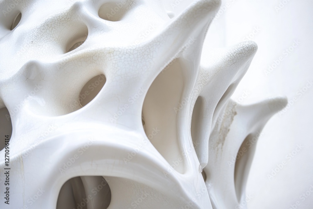 Poster a close up view of a white vase with small holes and intricate details
