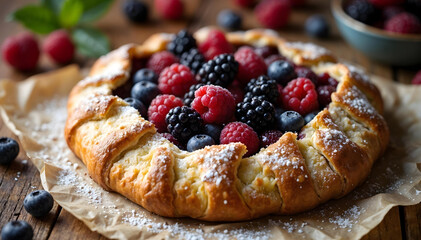 Rustic Galette with Fresh Berries and Powdered Sugar, A Deliciously Casual Dessert